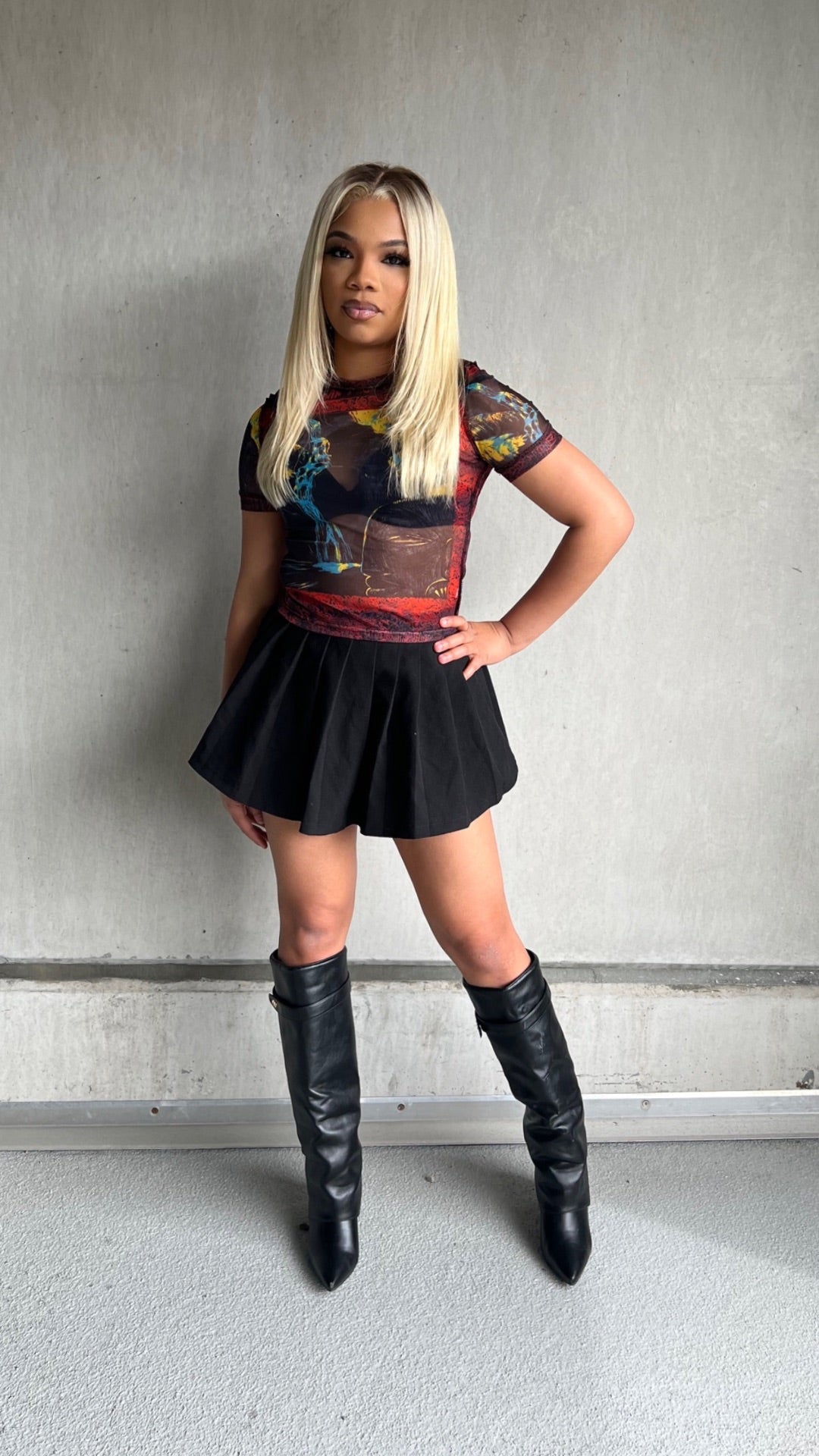 Graphic Mesh Top