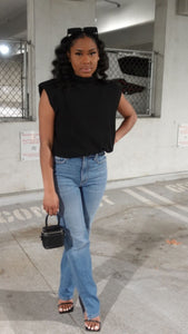 Sleeveless High Collar Sweater